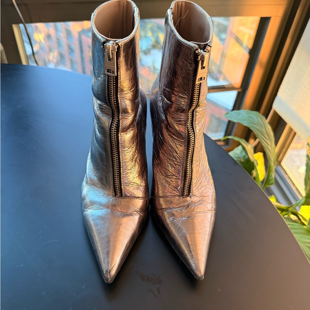 All Saints Natasha Metallic Silver Heeled Boots